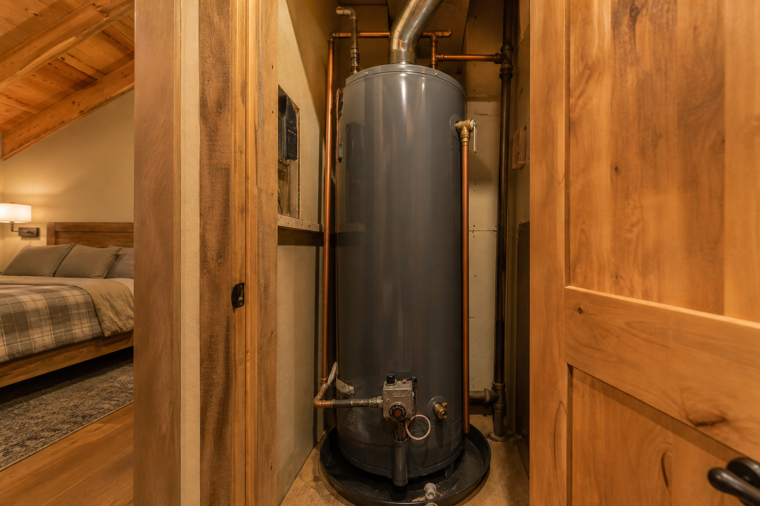 Tank water heater in a Truckee mountain home