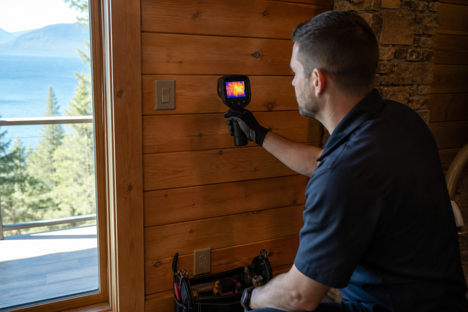 Thermal imaging leak detection in a Tahoe cabin